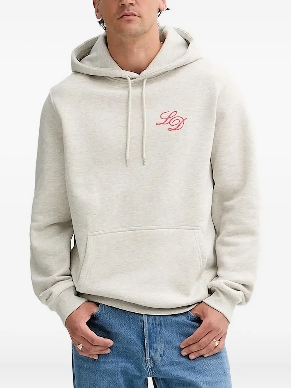 Les Deux LD logo-embroidered hoodie Grijs