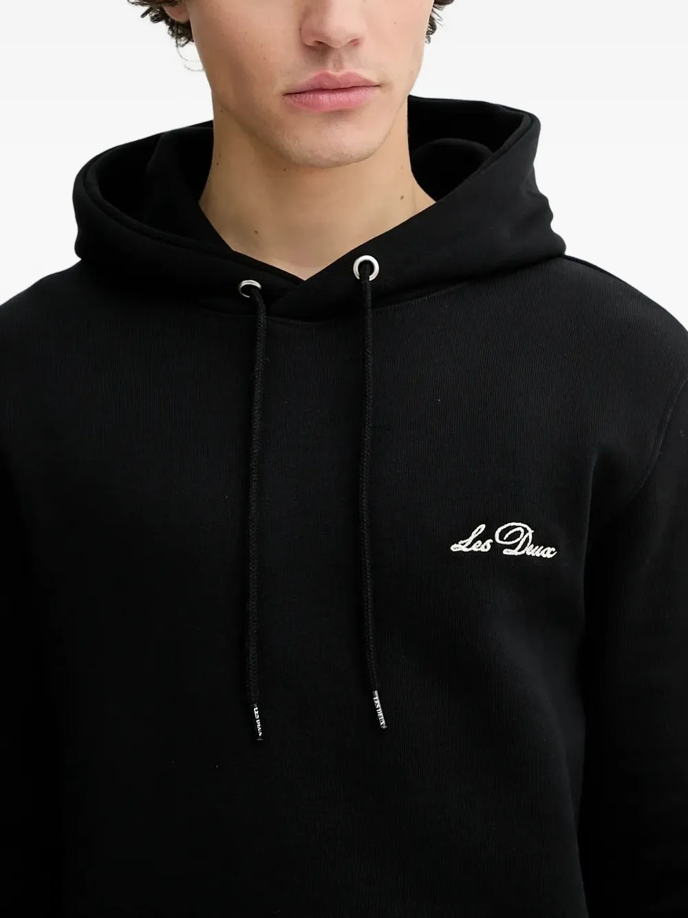 Les Deux palm-tree embroidered hoodie Zwart