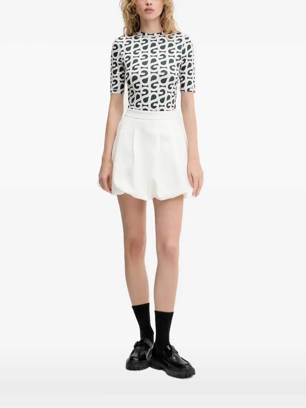 Stine Goya monogram-print short-sleeve T-shirt | Green | Image 1