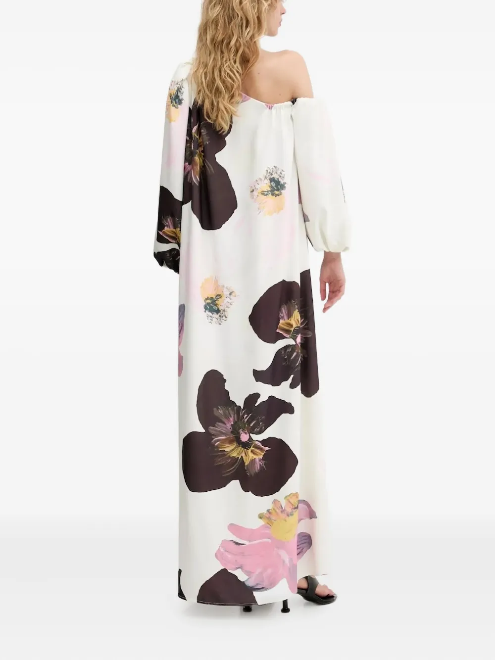 Stine Goya off-shoulder floral print maxi dress Wit