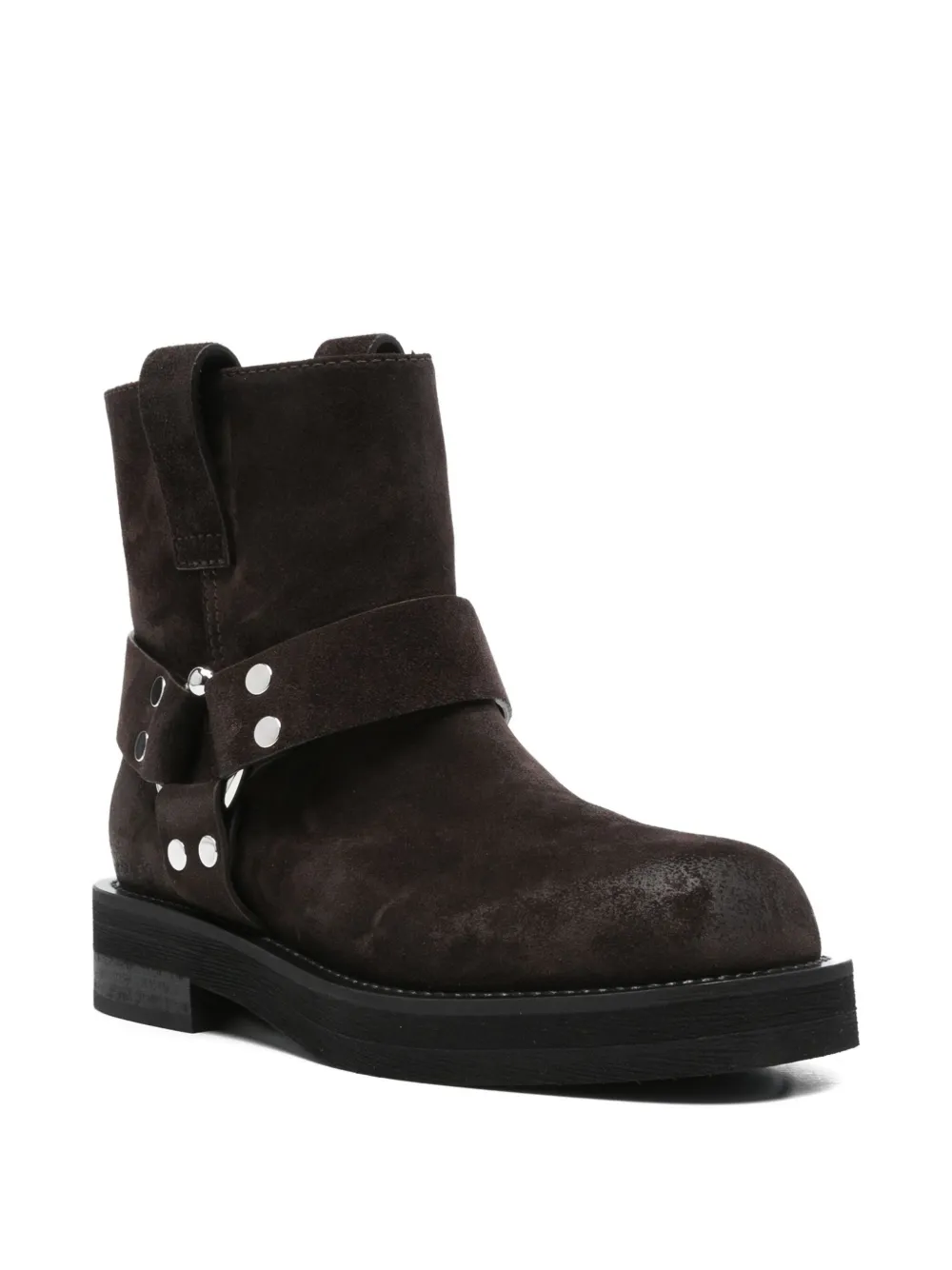 3juin Buckle-strap Suede Boots In Brown