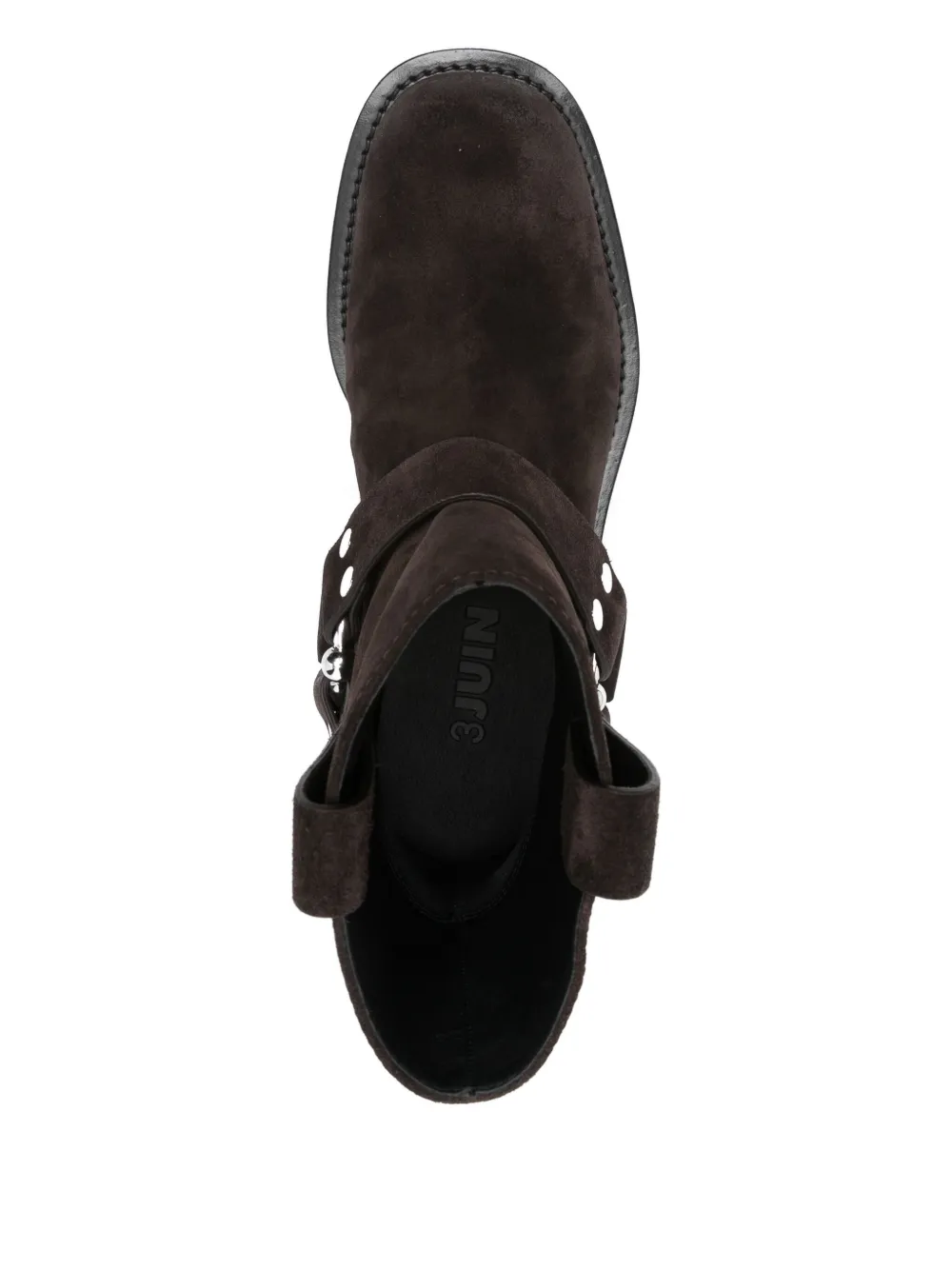 3juin Buckle-strap Suede Boots In Brown