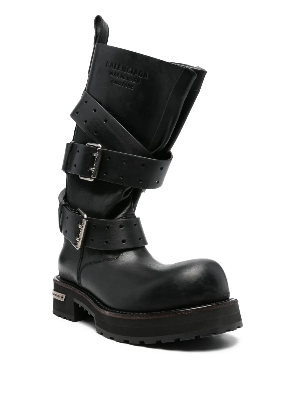 Balenciaga Venom buckle-strap leather boots Black