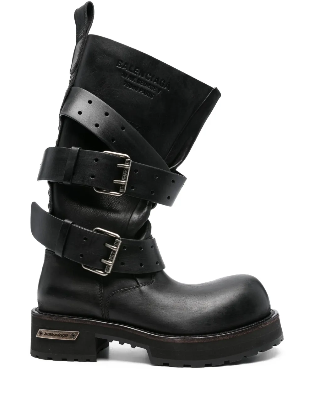 Balenciaga Venom buckle-strap leather boots Black