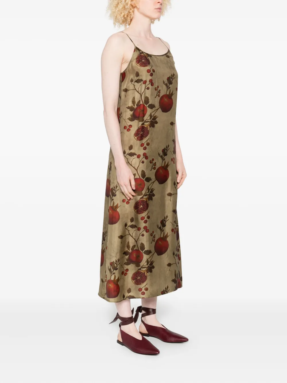 Uma Wang Midi-jurk met granaatappelprint Groen
