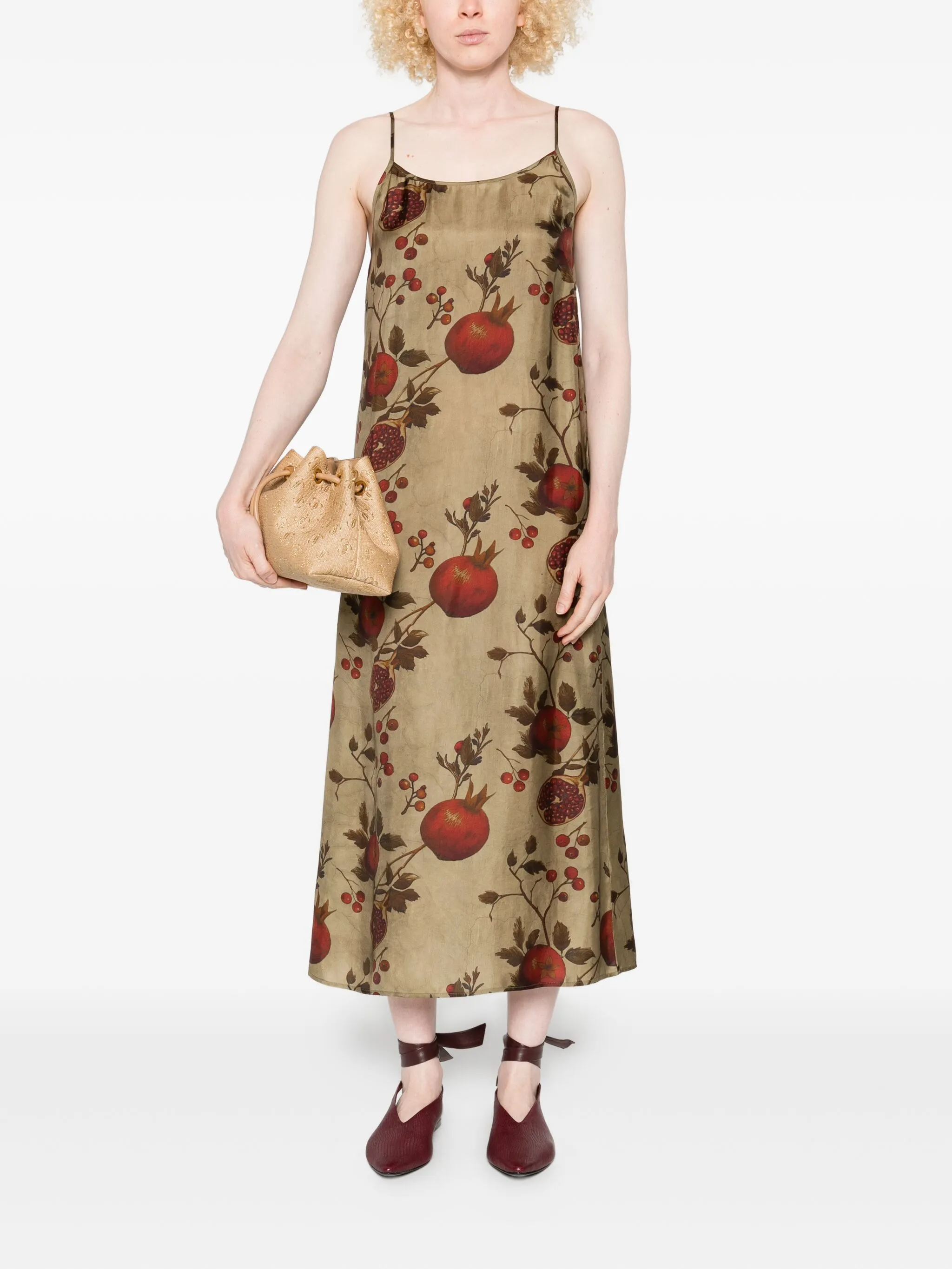Uma Wang pomegranate-print slip midi dress