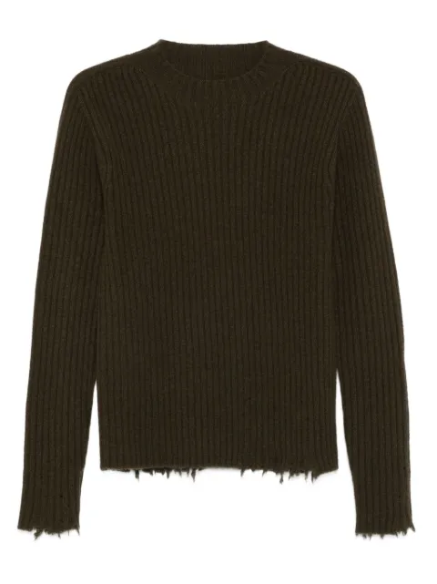 Uma Wang Maglione a coste con bordi sfrangiati