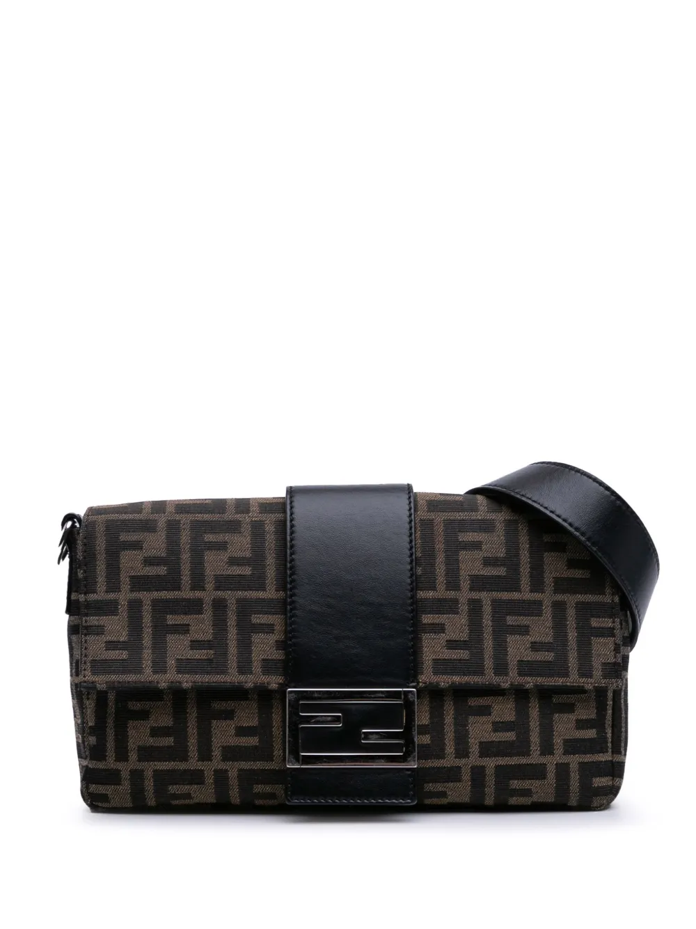 Pre-owned Fendi 2010-2025 Zucca Canvas Convertible Baguette Crossbody Bag