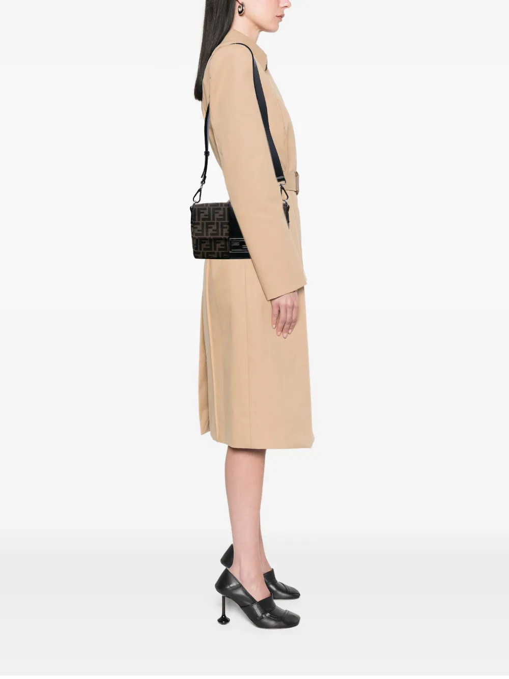 Pre-owned Fendi 2010-2025 Zucca Canvas Convertible Baguette Crossbody Bag