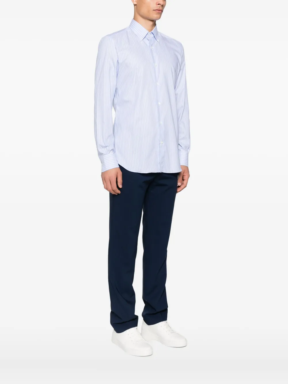 Mazzarelli Striped-pattern Shirt In Blue