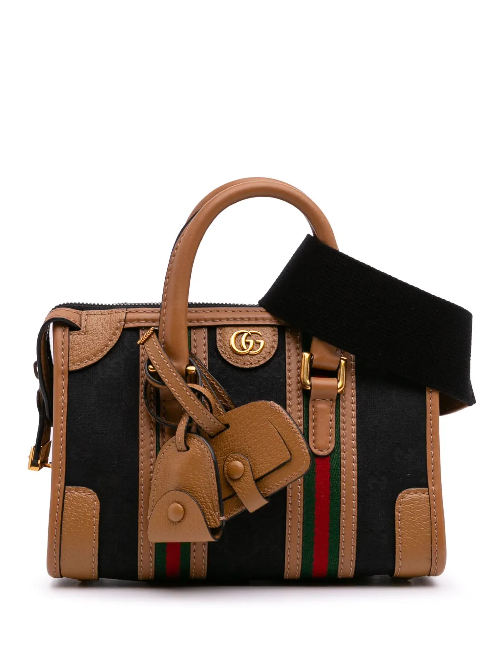 Gucci Pre-Owned 2016-2025 Mini GG Canvas Web Bauletto Top Handle Bag Gucci Pre-Owned 2016-2025 Mini GG Canvas Web Bauletto Top Handle Bag