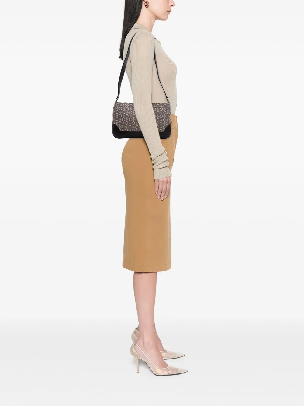 Pre-owned Celine 2000 C Macadam Canvas Shoulder Bag In Brown