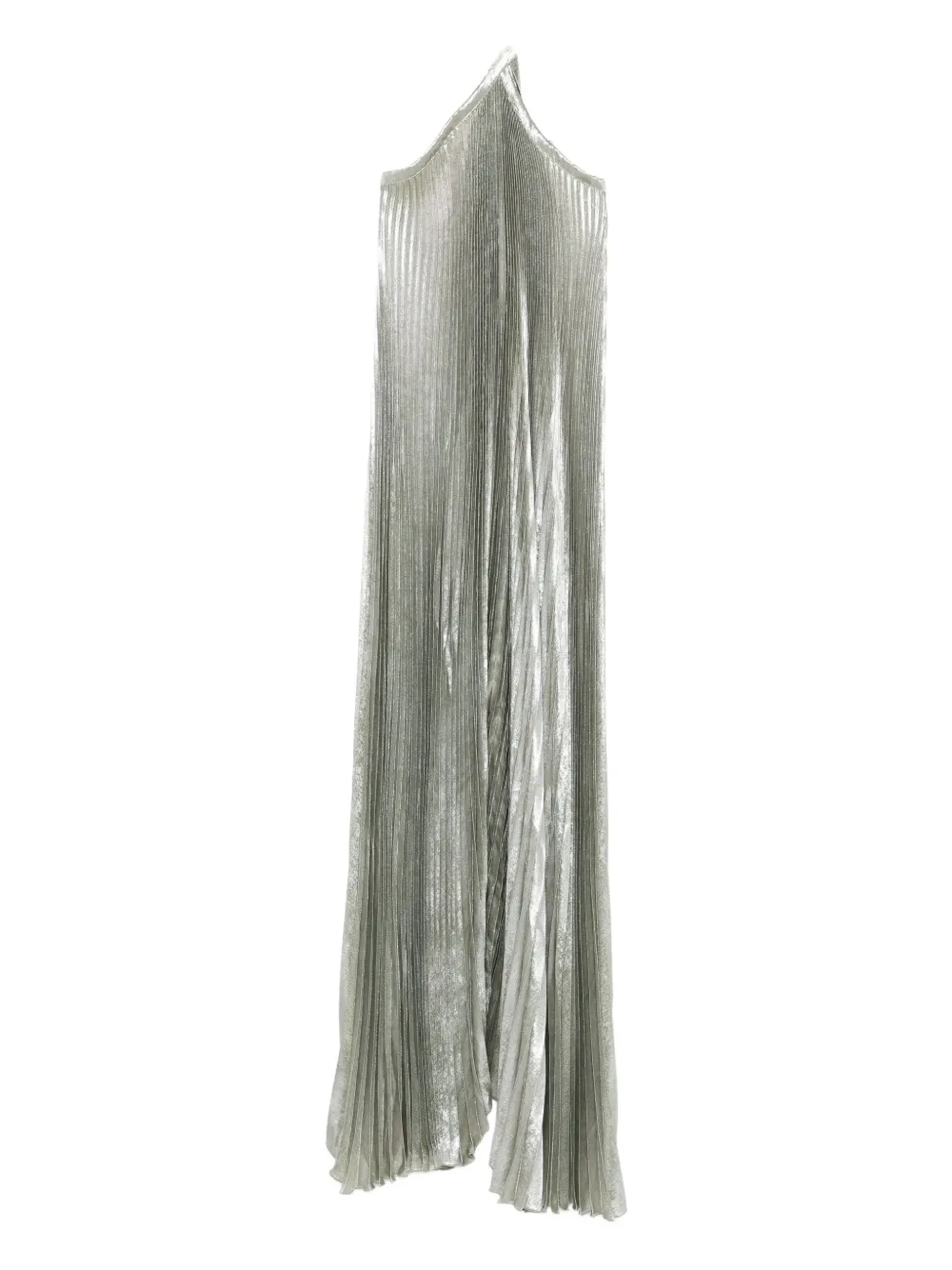 L'idée Deesse Pleated Halterneck Gown In Green