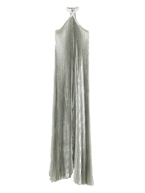 L'IDÉE Deesse pleated halterneck gown
