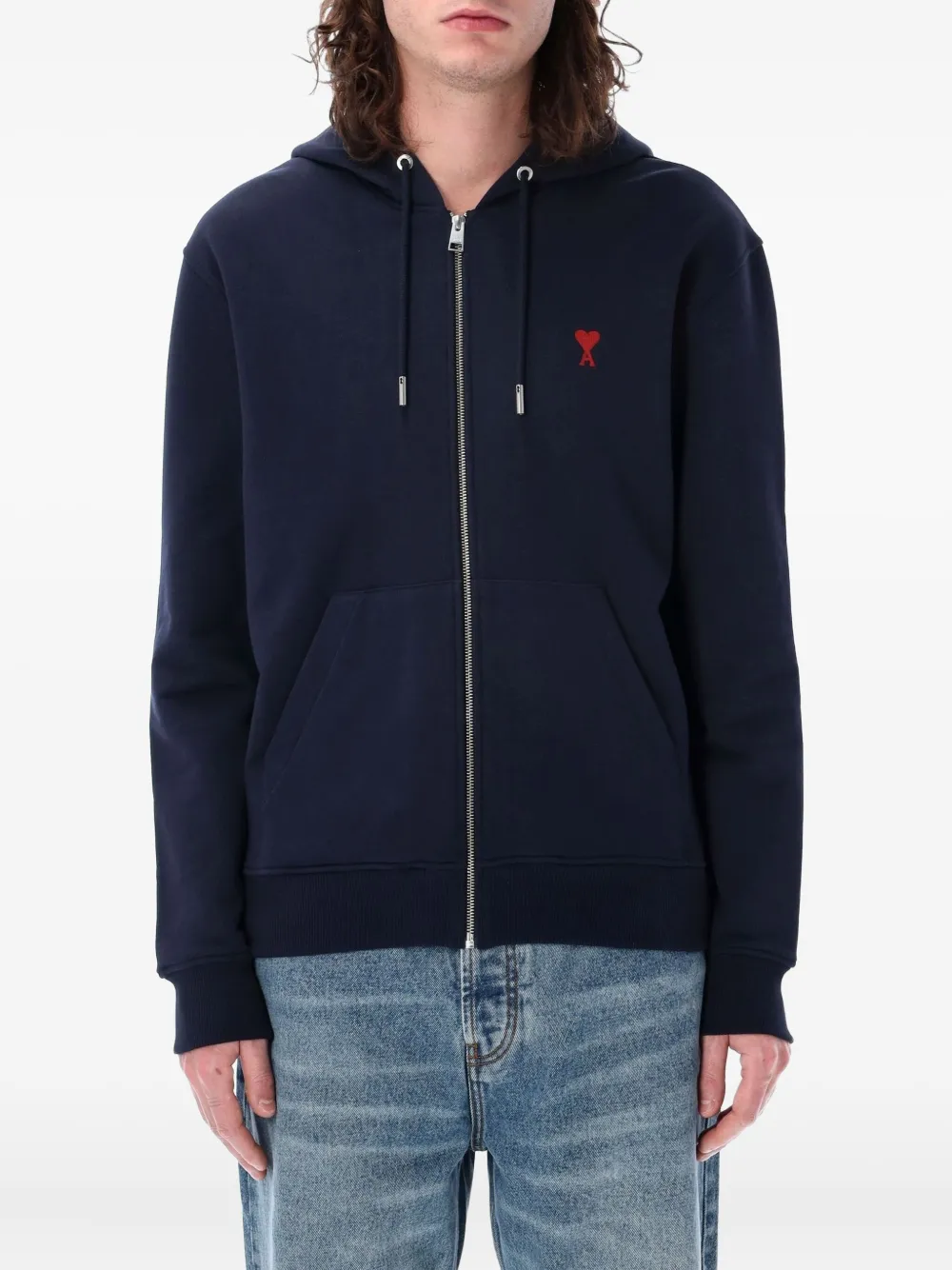 AMI Paris Ami de Coeur zip-up hoodie Blauw