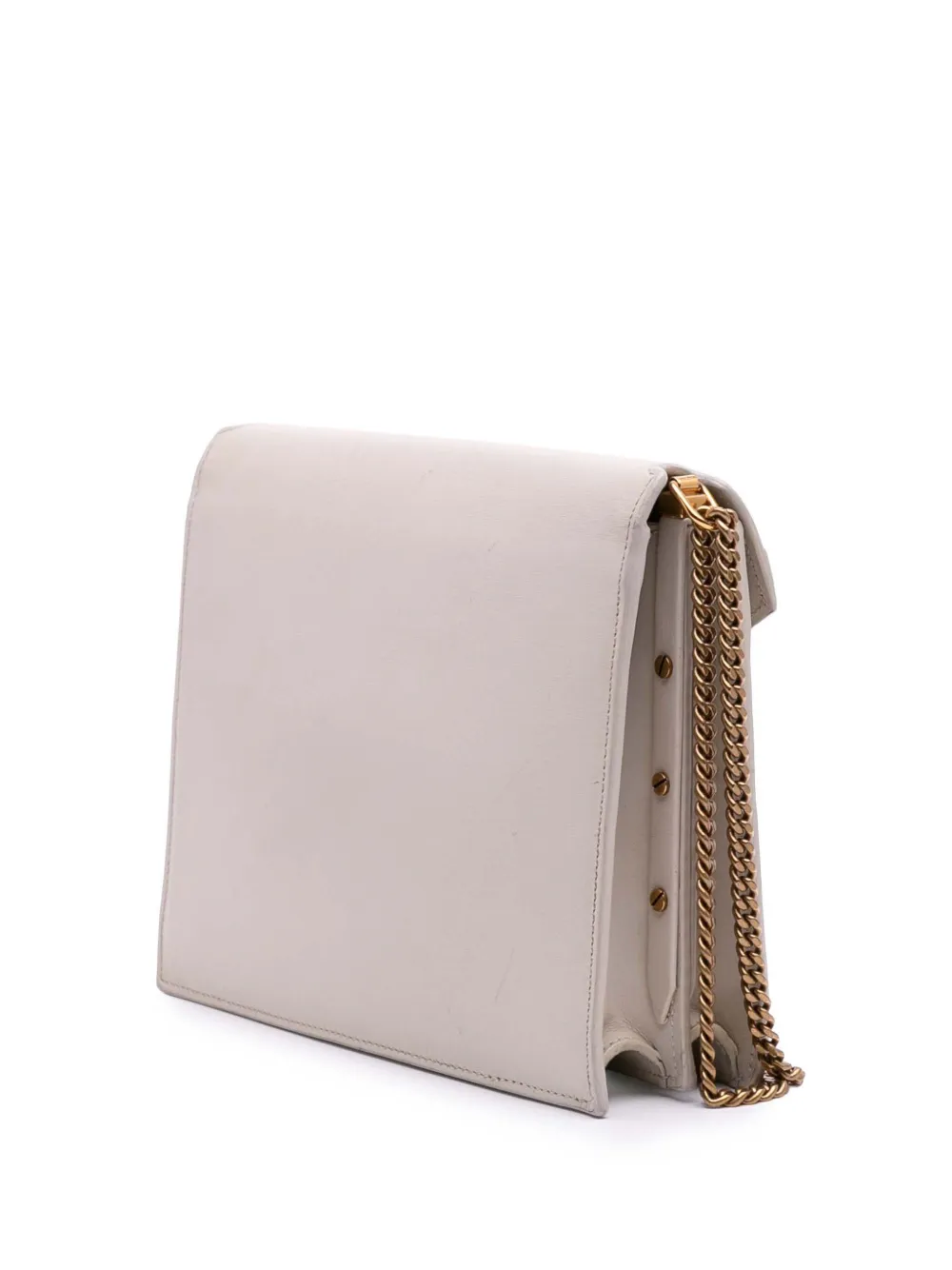Pre-owned Saint Laurent 2018 Calfskin Monogram Cassandra Clasp Bag Shoulder Bag In White