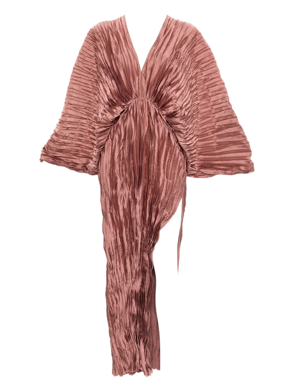 L'idée Deluxe Pleated V-neck Gown In Pink
