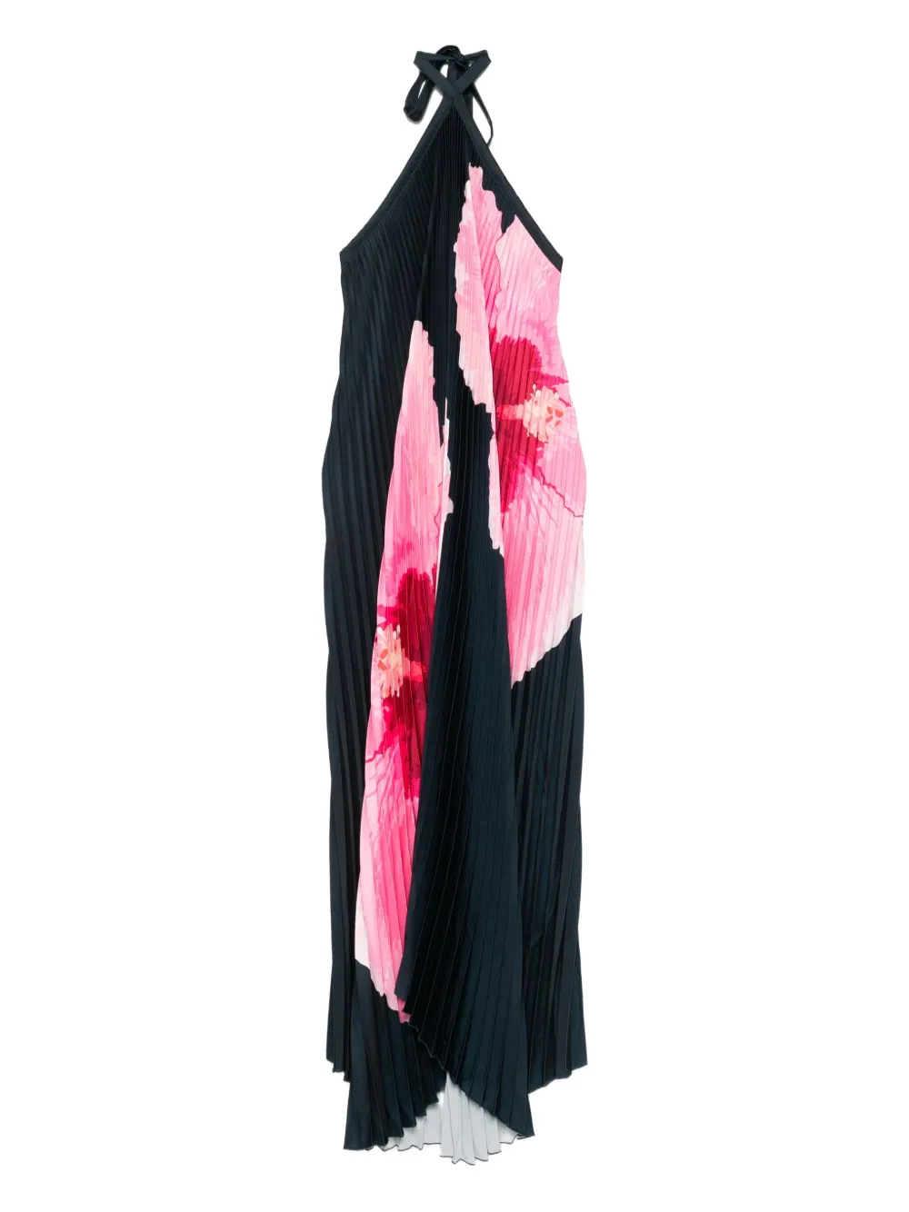 hibiscus-print pleated dress