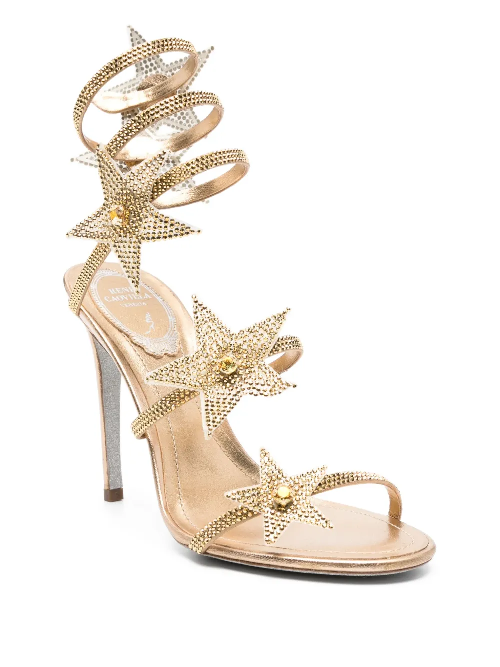 René Caovilla 105mm Cleo sandals Gold