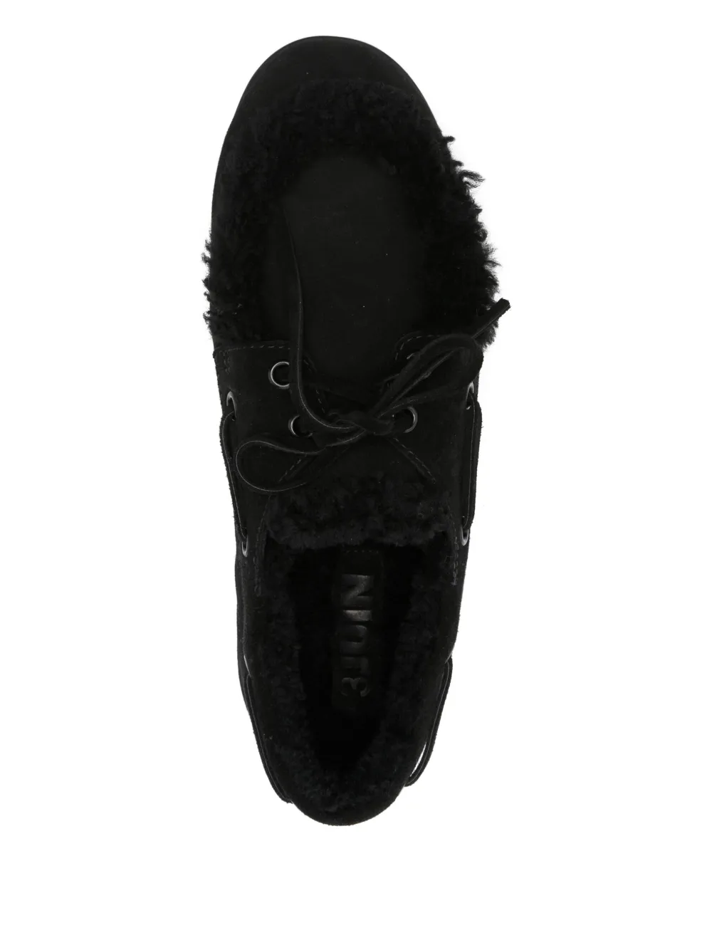3juin boat-lace shearling-trimmed loafers Black