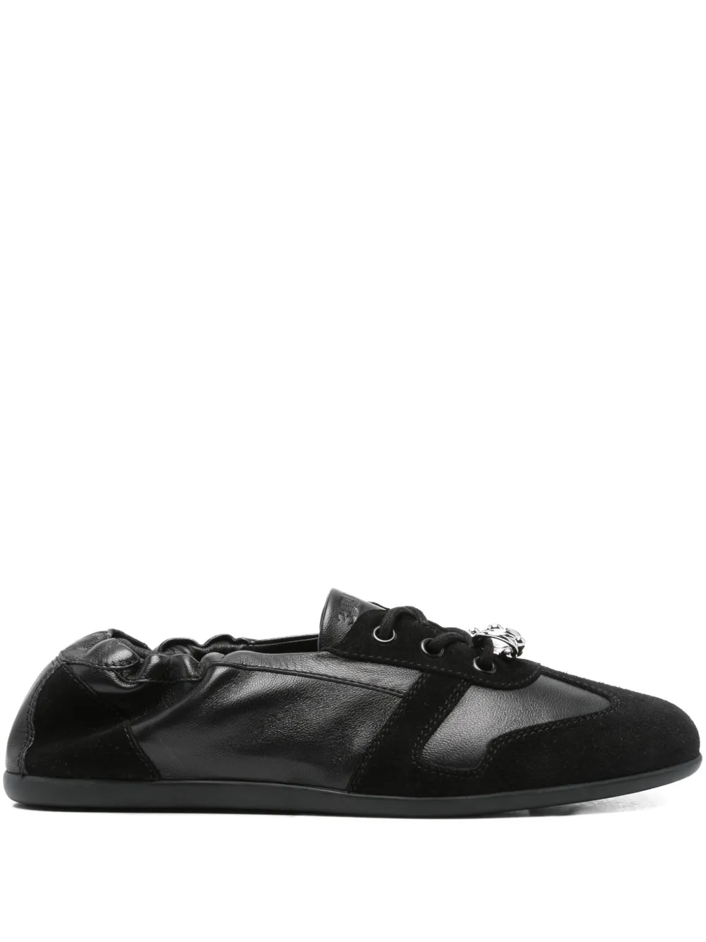3juin Olly Elastic-top Lace-up Flats In Black