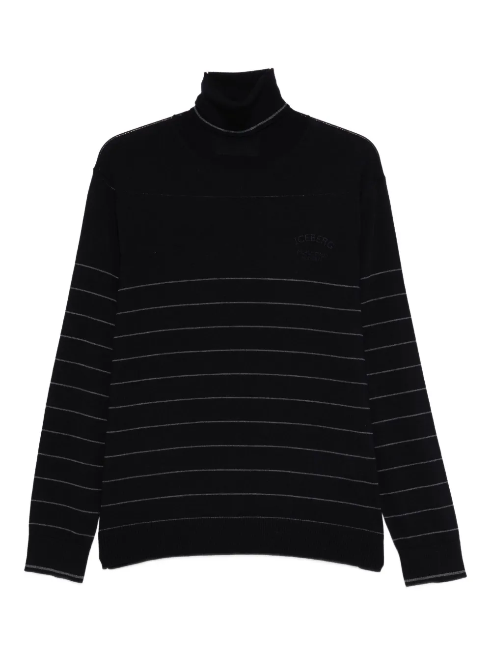 Iceberg Striped-pattern Turtleneck Sweater In Black