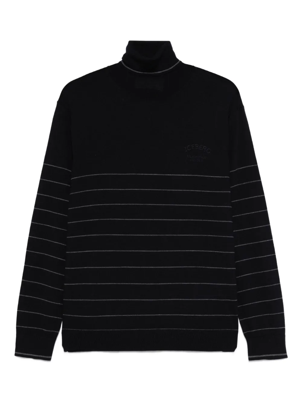 striped-pattern turtleneck sweater