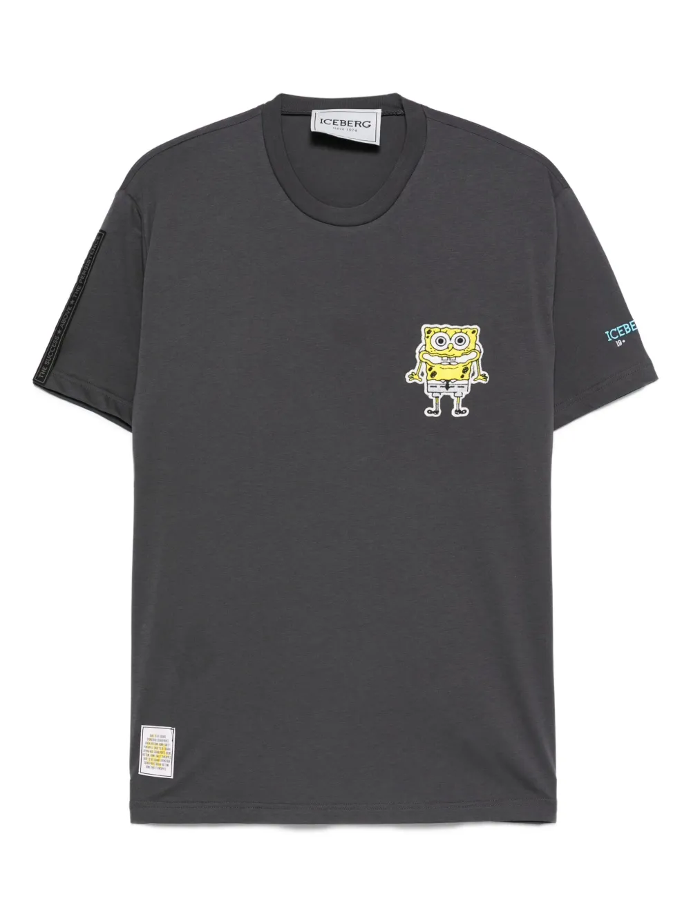 cartoon-print sleeve-detail T-shirt