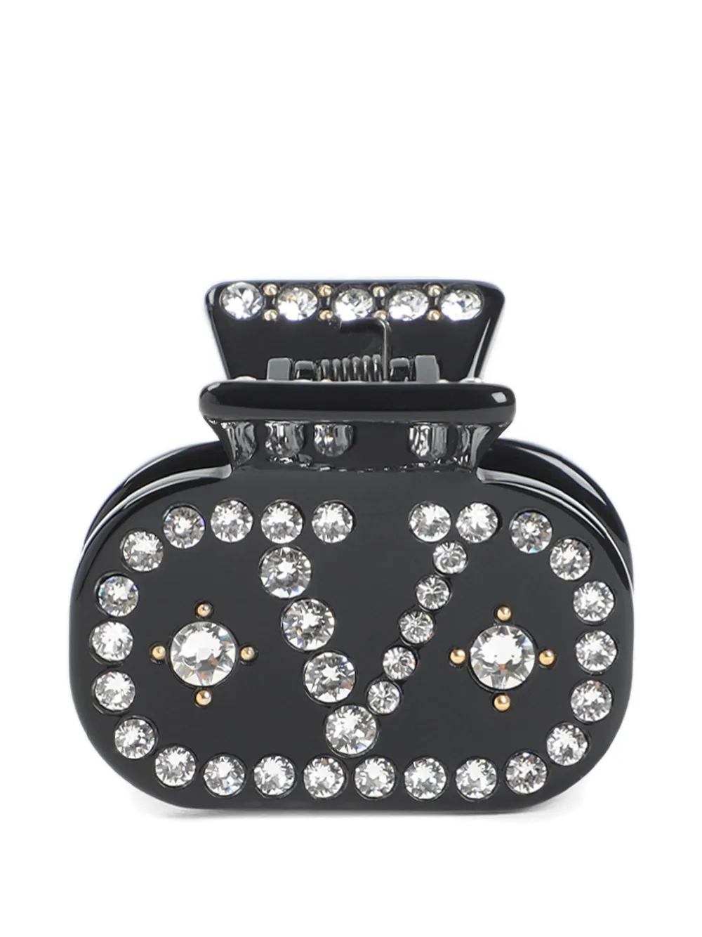 Valentino Garavani embellished-logo hair clip - ブラック Valentino Garavani embellished-logo hair clip - ブラック