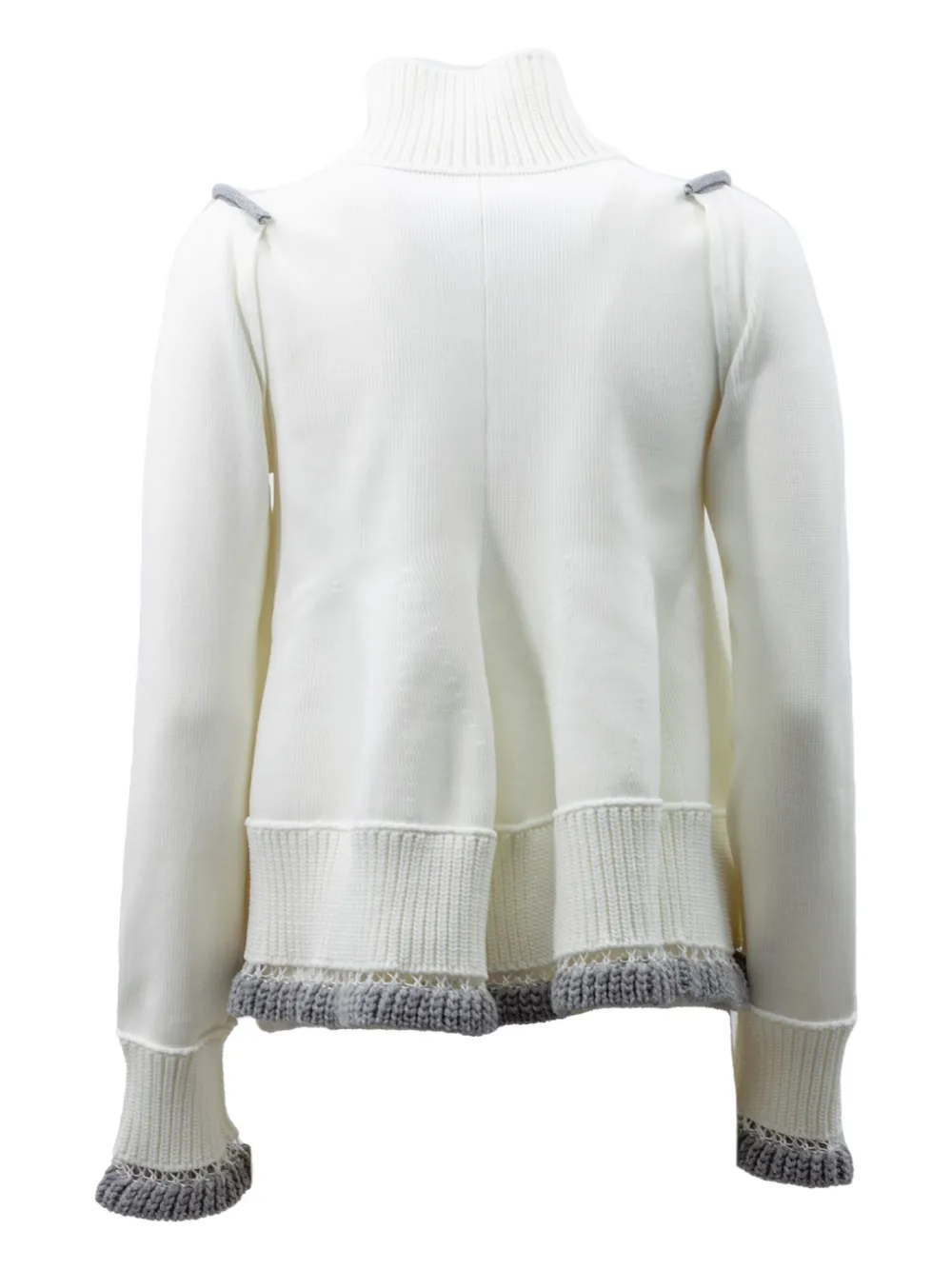 sacai high-neck ruffled-hem cardigan | Cardigans | Image 2