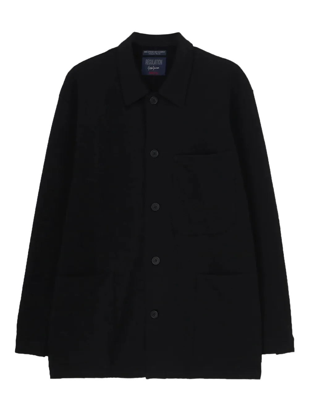 Yohji Yamamoto button-fastening patch-pocket jacket | Black | Image 1