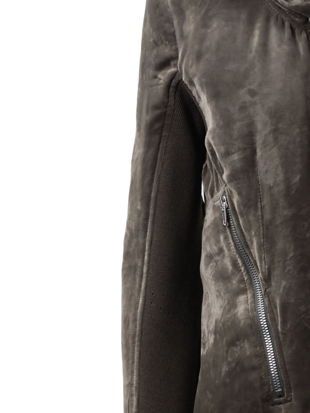 Rick Owens Velvet Zip-front Jacket In Brown