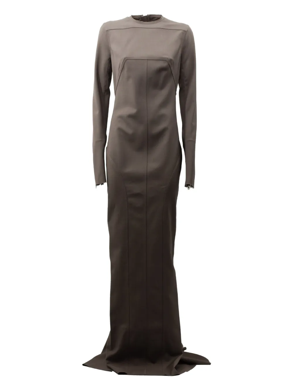 Rick Owens Long-sleeve Panelled Maxi Dress In Gray