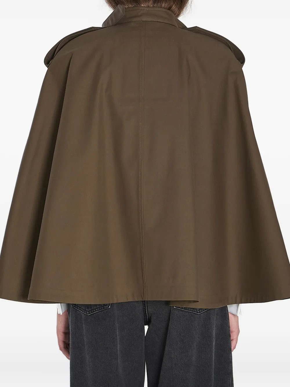 Burberry Juniper double-breasted epaulet cape Groen