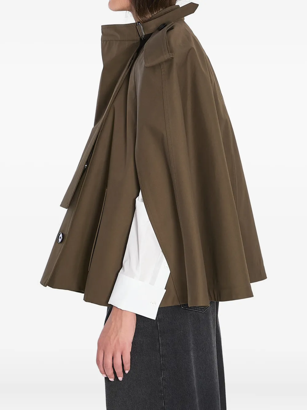 Burberry Juniper double-breasted epaulet cape Groen