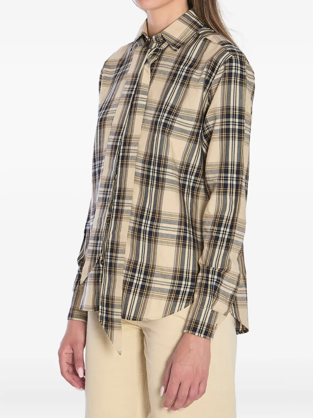 Saint Laurent Lavallière Cassandre blouse met lange mouwen - Beige