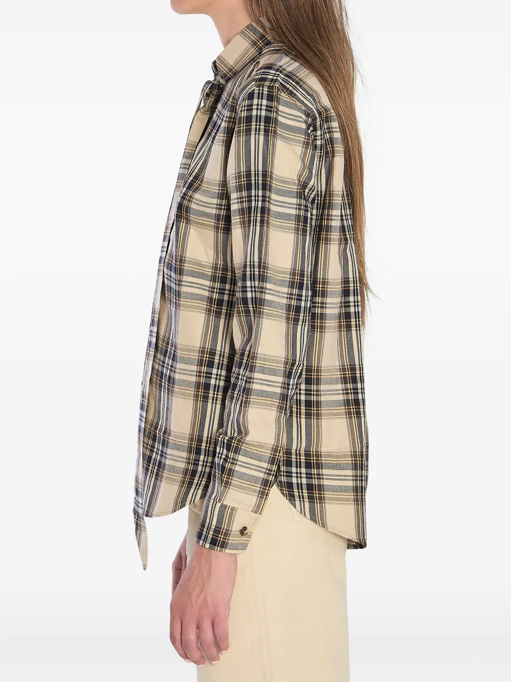 Saint Laurent Lavallière Cassandre blouse met lange mouwen Beige