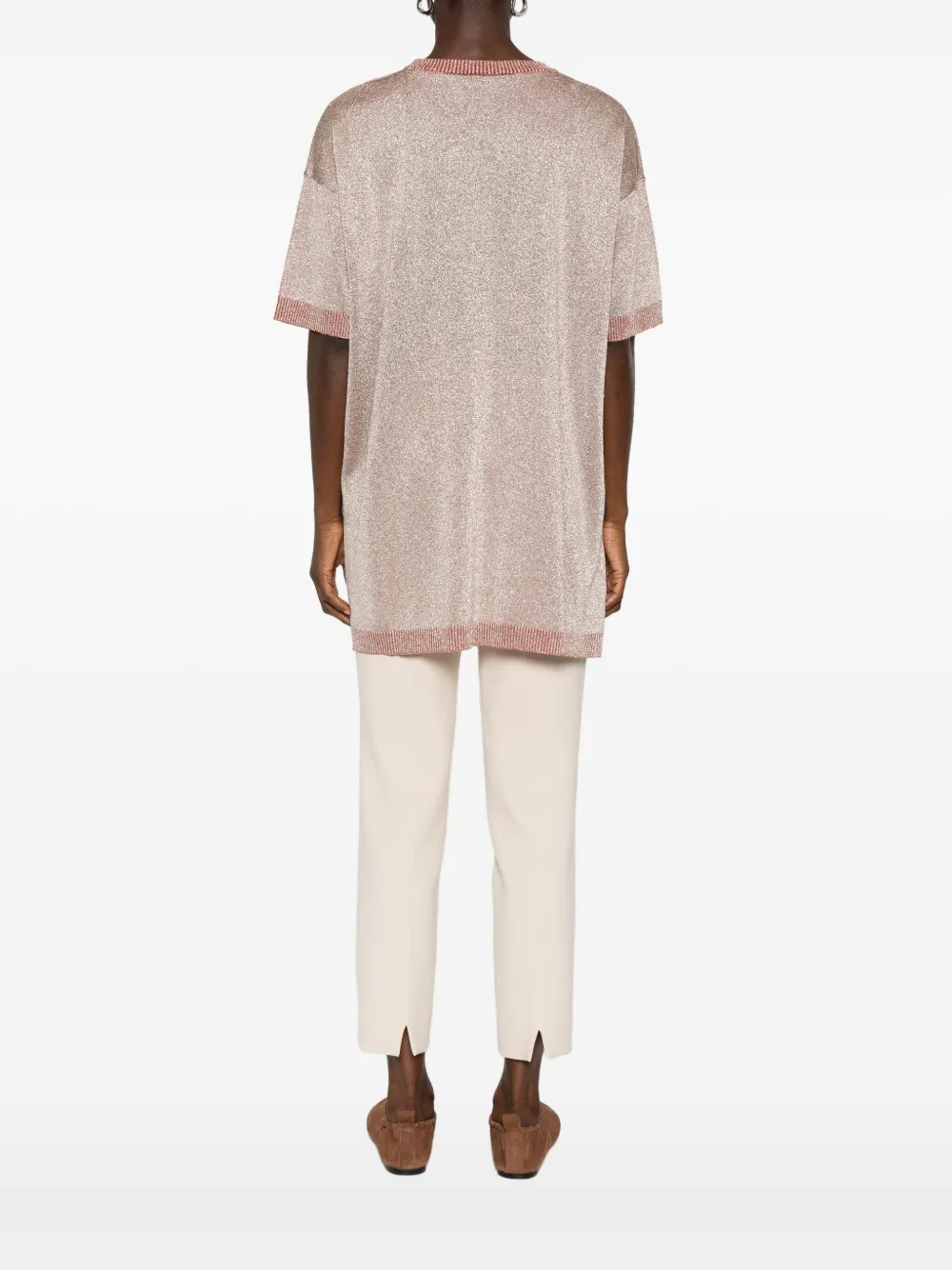 Missoni metallic-effect side-split top Rood