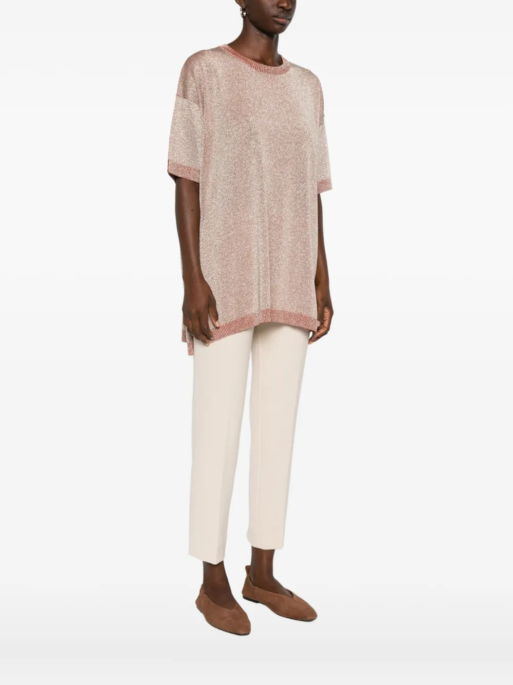 Missoni metallic-effect side-split top Rood