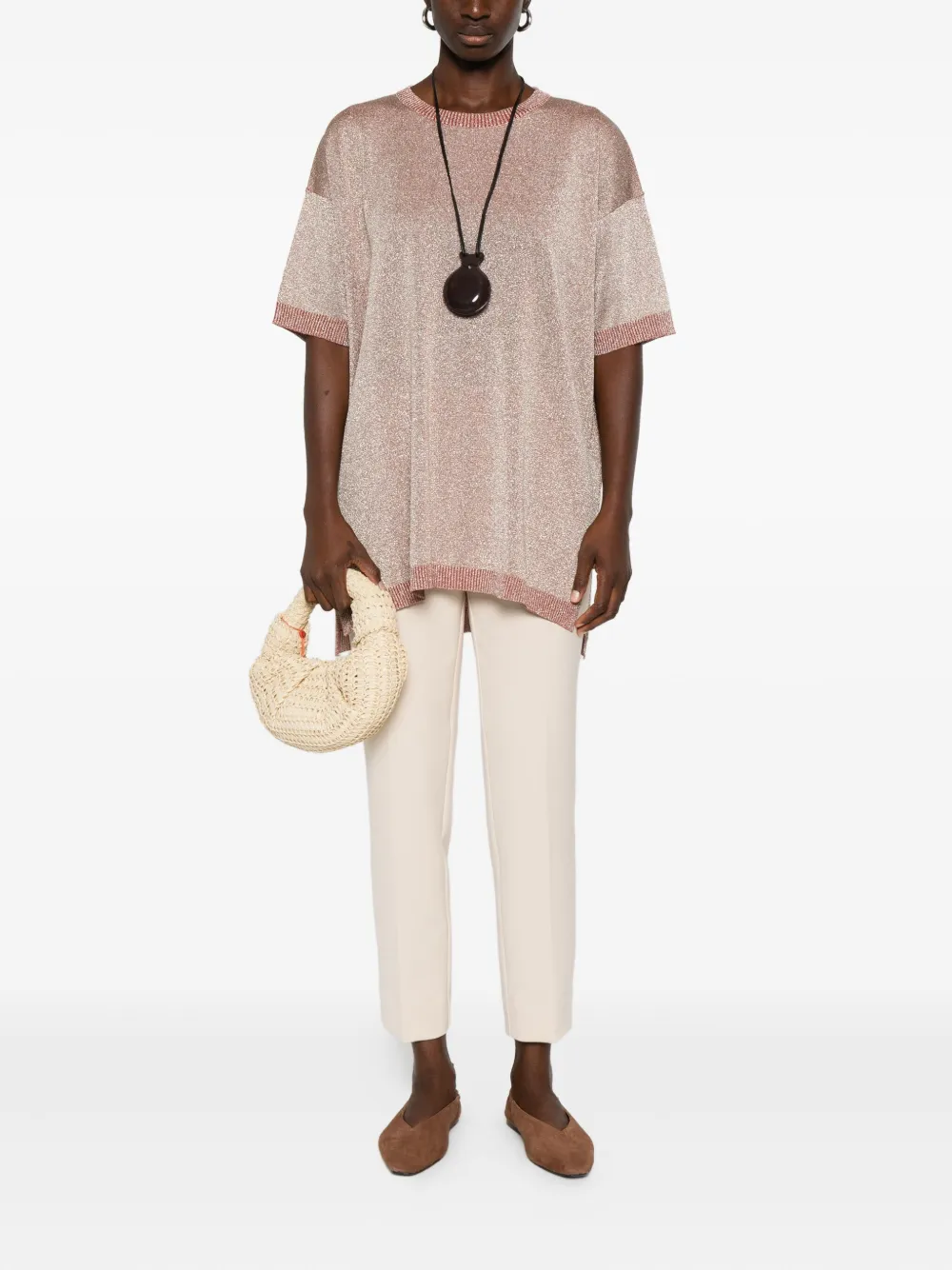 Missoni metallic-effect side-split top Rood