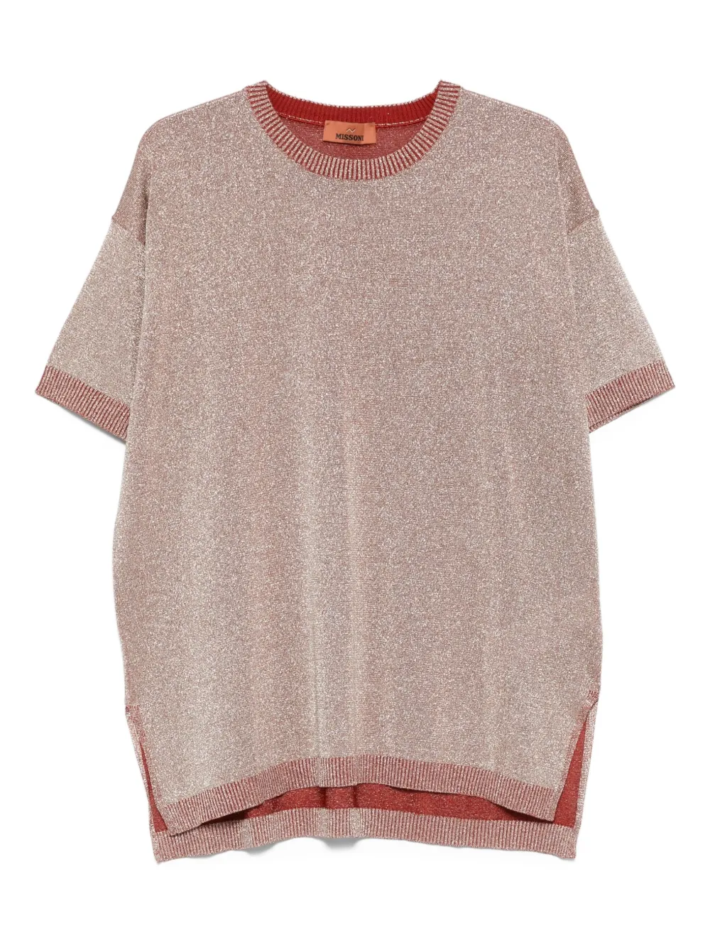 Missoni metallic-effect side-split top Rood