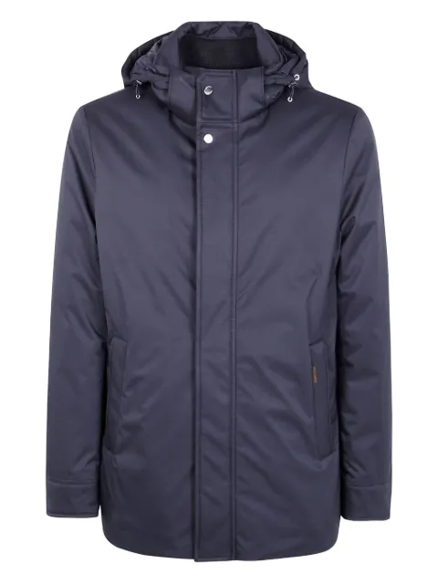 Moorer hooded zip-fastening jacket