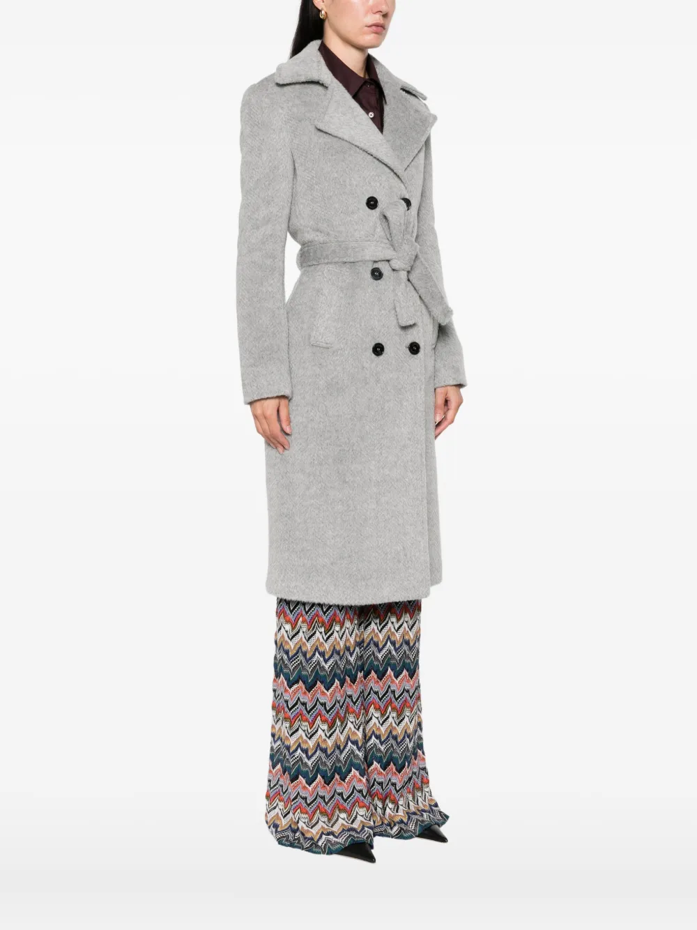 Missoni Jas met ceintuur en dubbele rij knopen Grijs