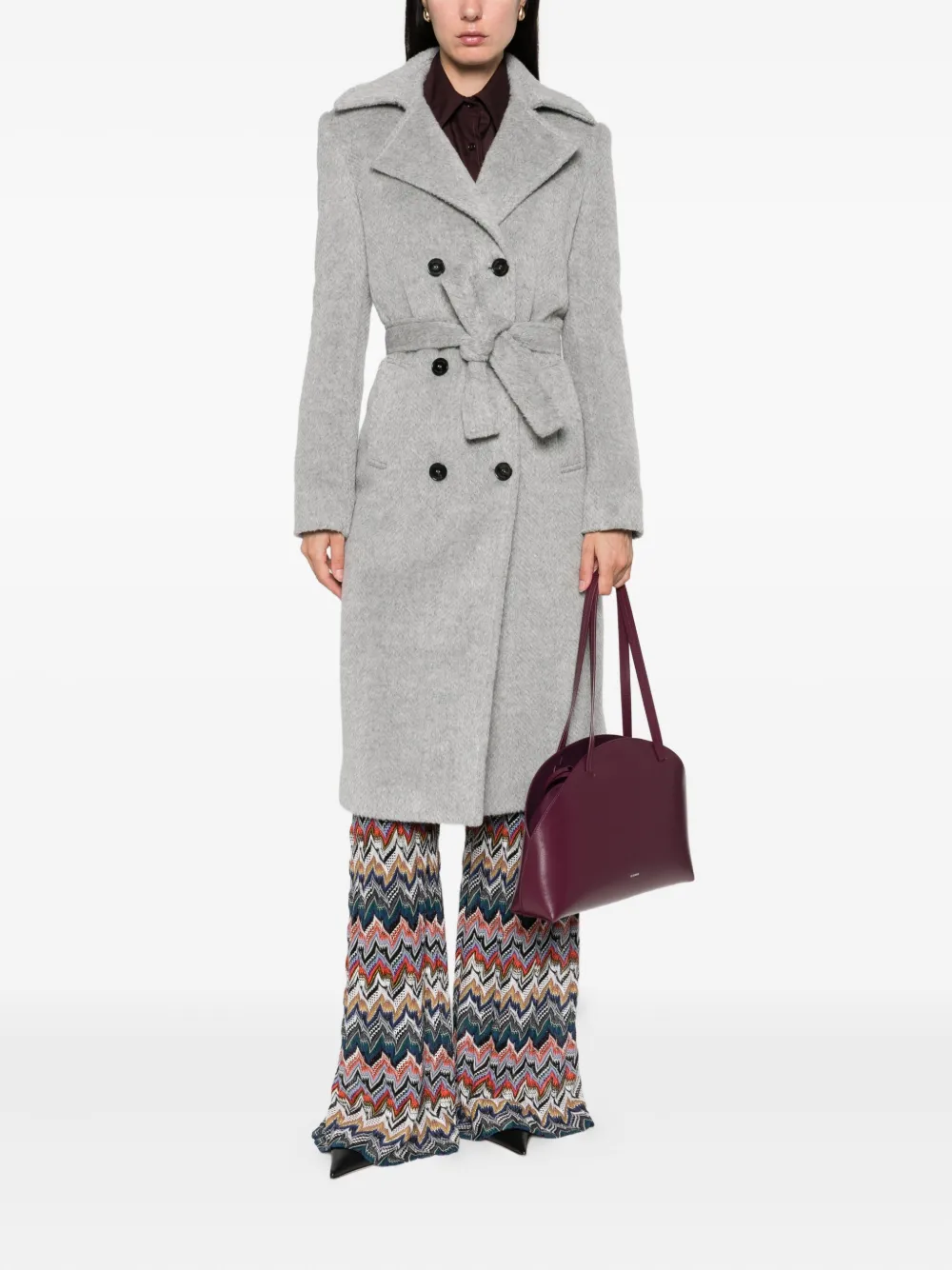 Missoni Jas met ceintuur en dubbele rij knopen Grijs