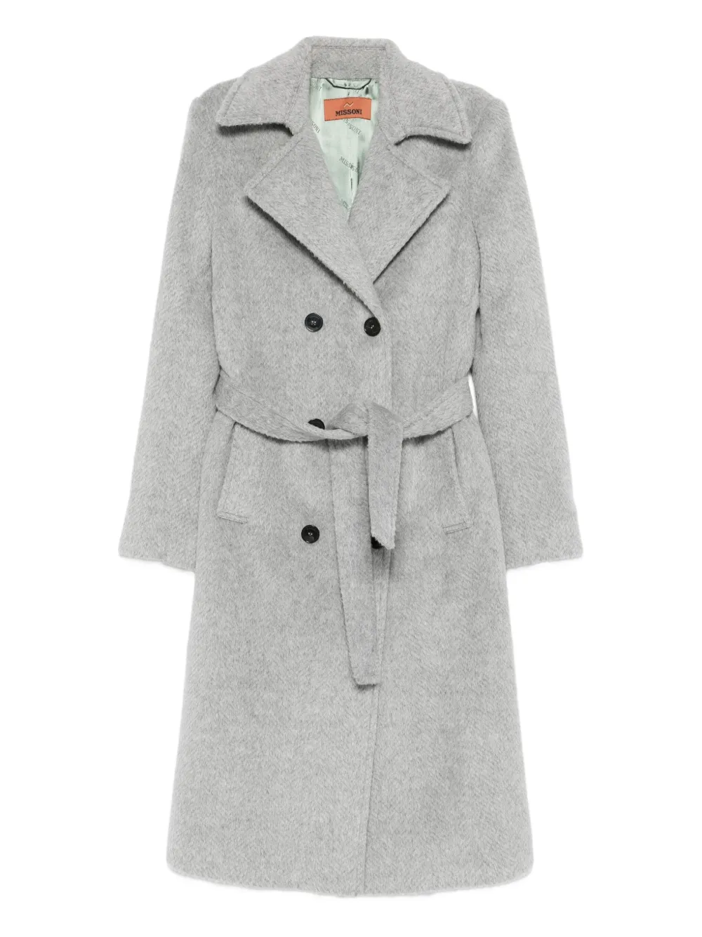 Missoni double-breasted belted coat - グレー Missoni double-breasted belted coat - グレー