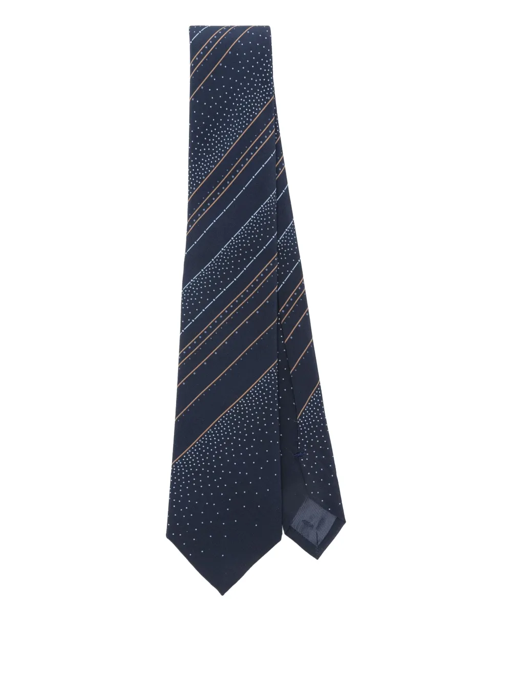 Emporio Armani stripe-pattern dotted silk tie Blauw