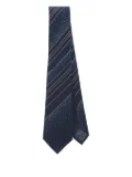 Emporio Armani stripe-pattern dotted silk tie - Blue
