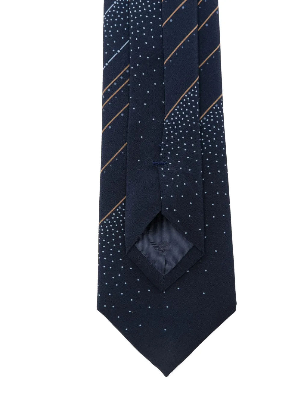 Emporio Armani stripe-pattern dotted silk tie Blauw