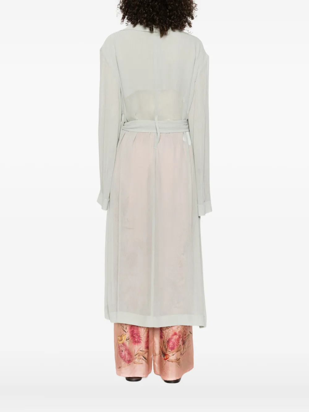 Alberta Ferretti Belted Coat In Gray