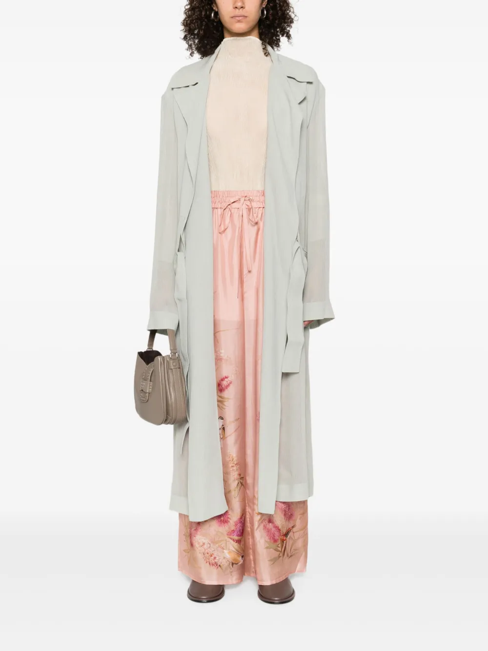 Alberta Ferretti Belted Coat In Gray